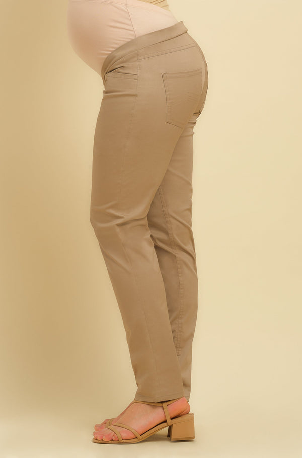 Βαμβακερό μπεζ παντελόνι εγκυμοσύνης - Παντελόνι - soonMAMA - Η σωστή προσθήκη στην κομψή και άνετη εγκυμοσύνη! - Παλτά για έγκυες