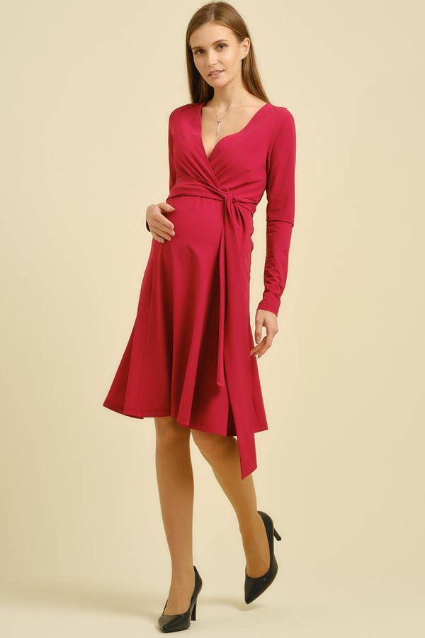 Φαρδύ φόρεμα εγκυμοσύνης και θηλασμού - βατόμουρο κόκκινο - Dresses - soonMAMA - Η σωστή προσθήκη στην κομψή και άνετη εγκυμοσύνη! - Παλτά για έγκυες