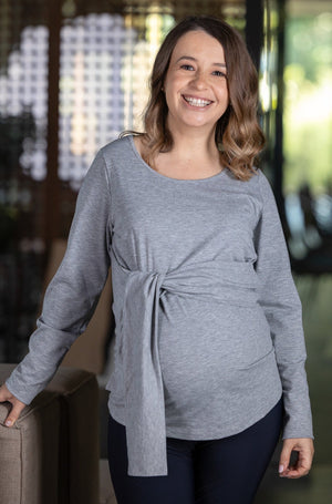 Μπλούζα εγκυμοσύνης και θηλασμού με δετή ζώνη - Μπλούζα - soonMAMA - Η σωστή προσθήκη στην κομψή και άνετη εγκυμοσύνη! - Παλτά για έγκυες