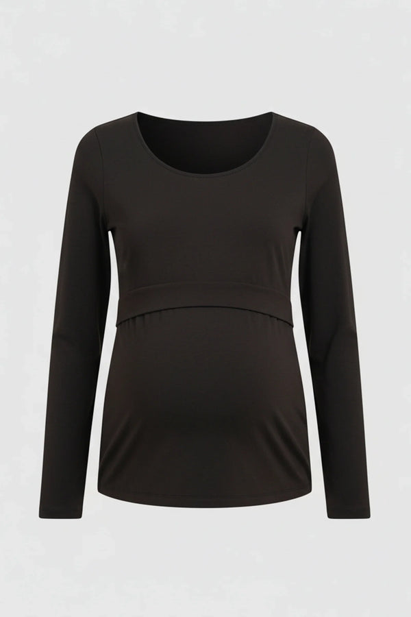 Βαμβακερή μπλούζα εγκυμοσύνης και θηλασμού - μαύρο - - soonMAMA - Η σωστή προσθήκη στην κομψή και άνετη εγκυμοσύνη! - Παλτά για έγκυες