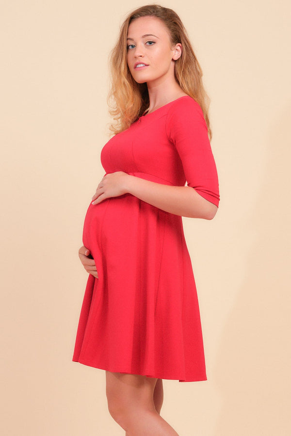 Βραδινό κόκκινο φόρεμα εγκυμοσύνης και θηλασμού - Φόρεμα - soonMAMA - Η σωστή προσθήκη στην κομψή και άνετη εγκυμοσύνη! - Παλτά για έγκυες