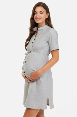 Раирана рокля-риза за бременни и кърмещи -  - soonMAMA - Η σωστή προσθήκη στην κομψή και άνετη εγκυμοσύνη! - Παλτά για έγκυες