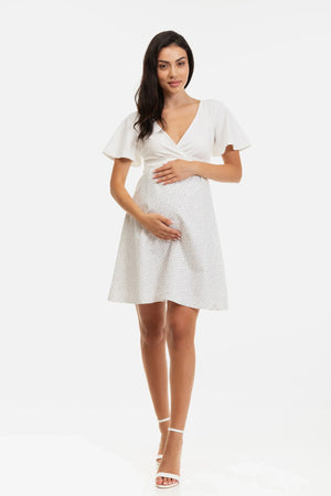 Рокля за бременни и кърмещи с десен на точки -  - soonMAMA - Η σωστή προσθήκη στην κομψή και άνετη εγκυμοσύνη! - Παλτά για έγκυες