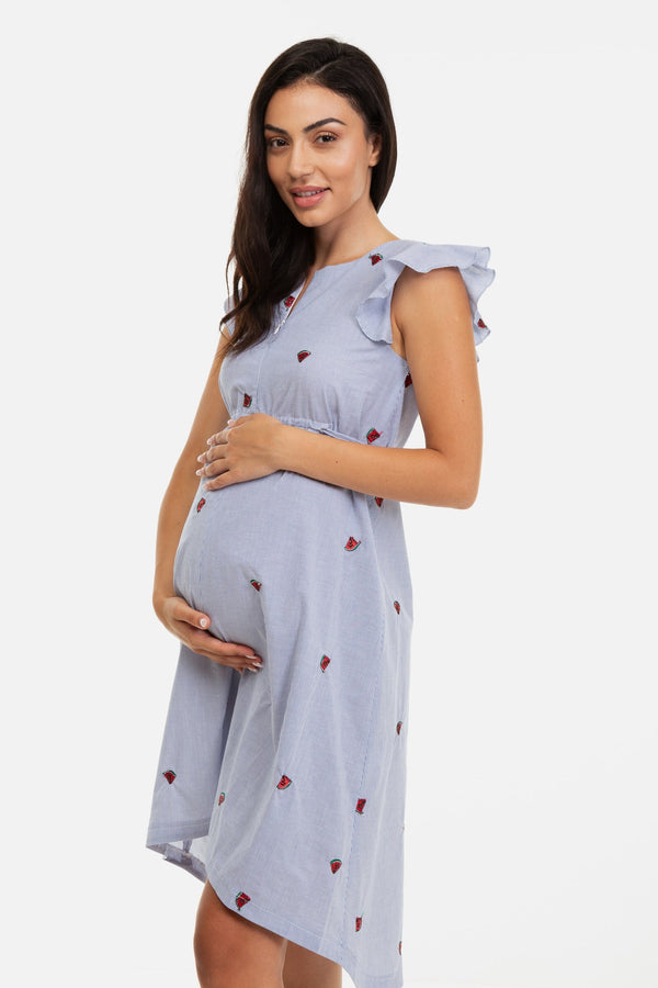 Ασύμμετρο βαμβακερό φόρεμα μητρότητας και θηλασμού -  - soonMAMA - Η σωστή προσθήκη στην κομψή και άνετη εγκυμοσύνη! - Παλτά για έγκυες