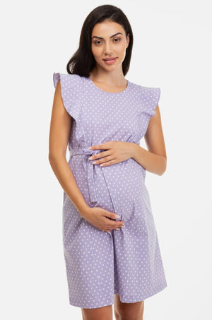 Рокля за бременни и кърмещи с ръкави с волани -  - soonMAMA - Η σωστή προσθήκη στην κομψή και άνετη εγκυμοσύνη! - Παλτά για έγκυες