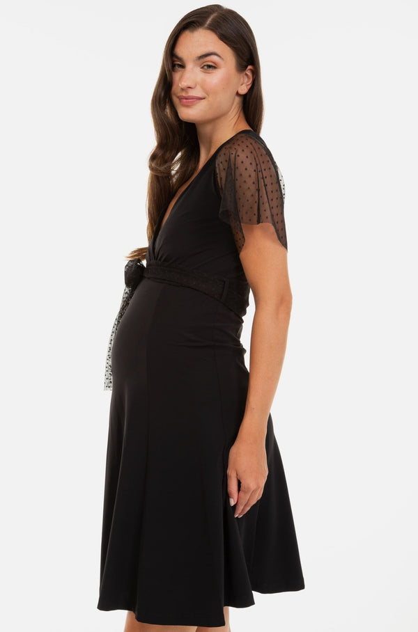 Φόρεμα μητρότητας και θηλασμού με πουά λεπτομέρεια -  - soonMAMA - Η σωστή προσθήκη στην κομψή και άνετη εγκυμοσύνη! - Παλτά για έγκυες