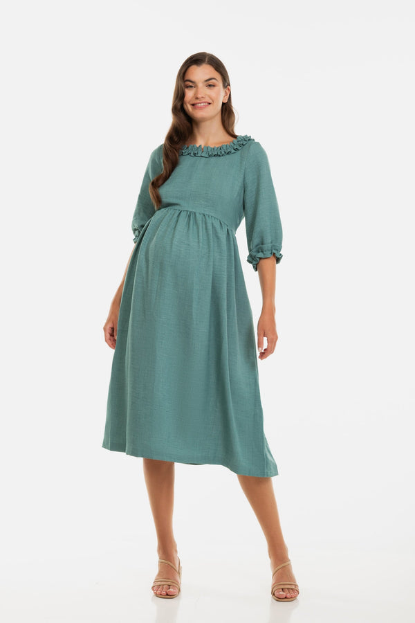 Φόρεμα μητρότητας και θηλασμού με βολάν -  - soonMAMA - Η σωστή προσθήκη στην κομψή και άνετη εγκυμοσύνη! - Παλτά για έγκυες