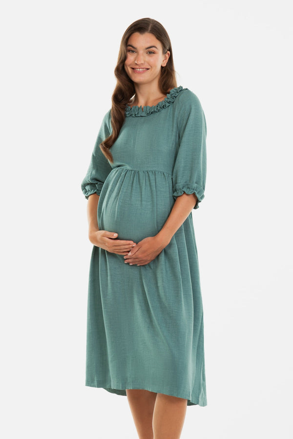 Φόρεμα μητρότητας και θηλασμού με βολάν -  - soonMAMA - Η σωστή προσθήκη στην κομψή και άνετη εγκυμοσύνη! - Παλτά για έγκυες