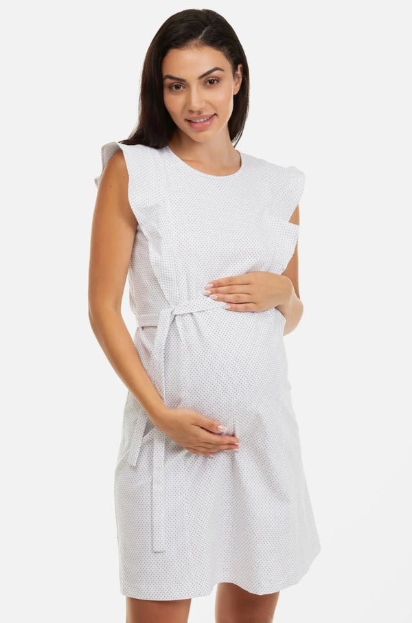 Рокля за бременни и кърмещи с ръкави с волани -  - soonMAMA - Η σωστή προσθήκη στην κομψή και άνετη εγκυμοσύνη! - Παλτά για έγκυες
