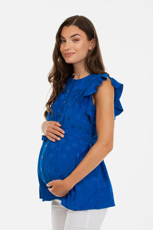 Блуза за бременни и кърмещи с ръкави с волани -  - soonMAMA - Η σωστή προσθήκη στην κομψή και άνετη εγκυμοσύνη! - Παλτά για έγκυες