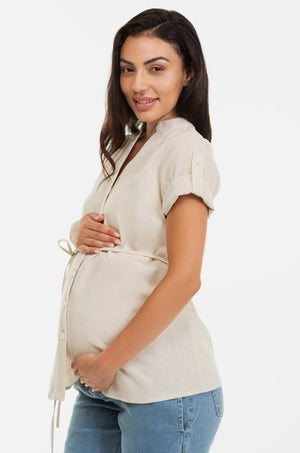 Μπλούζα εγκυμοσύνης με λινάρι -  - soonMAMA - Η σωστή προσθήκη στην κομψή και άνετη εγκυμοσύνη! - Παλτά για έγκυες