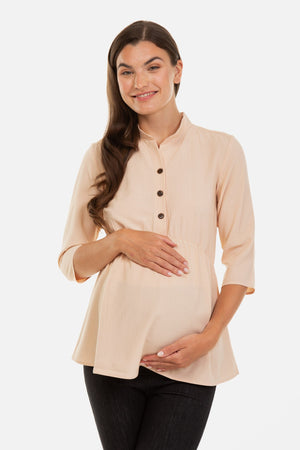 Λινό πουκάμισο εγκυμοσύνης και θηλασμού -  - soonMAMA - Η σωστή προσθήκη στην κομψή και άνετη εγκυμοσύνη! - Παλτά για έγκυες