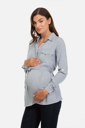 Ριγέ πουκάμισο εγκυμοσύνης και θηλασμού -  - soonMAMA - Η σωστή προσθήκη στην κομψή και άνετη εγκυμοσύνη! - Παλτά για έγκυες