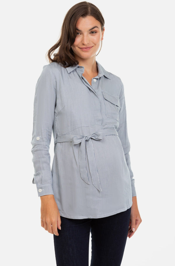 Ριγέ πουκάμισο εγκυμοσύνης και θηλασμού -  - soonMAMA - Η σωστή προσθήκη στην κομψή και άνετη εγκυμοσύνη! - Παλτά για έγκυες