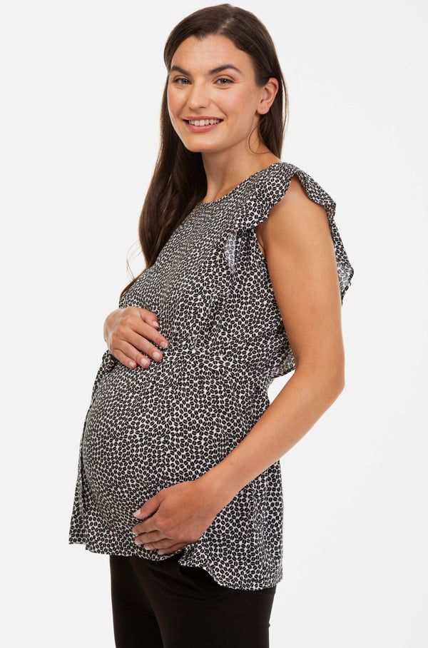 Τοπ μητρότητας και θηλασμού με μανίκια με βολάν -  - soonMAMA - Η σωστή προσθήκη στην κομψή και άνετη εγκυμοσύνη! - Παλτά για έγκυες