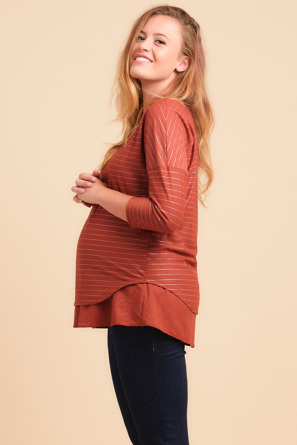 Mπλούζα εγκυμοσύνης και θηλασμού από ύφασμα με λαμπερές λεπτομέρειες - Μπλούζα - soonMAMA - Η σωστή προσθήκη στην κομψή και άνετη εγκυμοσύνη! - Παλτά για έγκυες