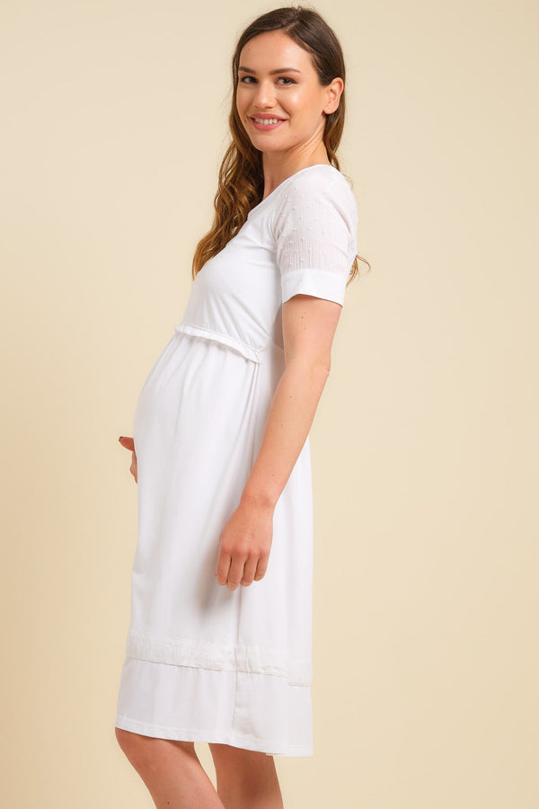 Φόρεμα εγκυμοσύνης και θηλασμού με διάφανη λεπτομέρεια -  - soonMAMA - Η σωστή προσθήκη στην κομψή και άνετη εγκυμοσύνη! - Παλτά για έγκυες