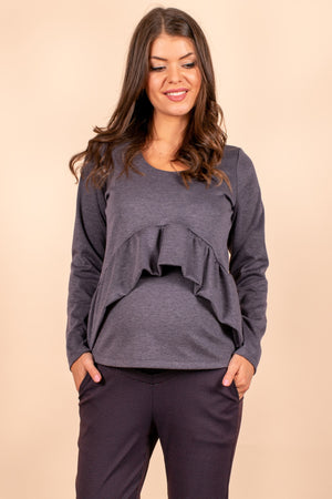 Μπλούζα εγκυμοσύνης και θηλασμού σε χρώμα λιλά - Μπλούζα - soonMAMA - Η σωστή προσθήκη στην κομψή και άνετη εγκυμοσύνη! - Παλτά για έγκυες