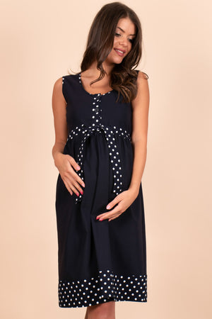 Φόρεμα εγκυμοσύνης και θηλασμού με λεπτομέρειες πουά - Φόρεμα - soonMAMA - Η σωστή προσθήκη στην κομψή και άνετη εγκυμοσύνη! - Παλτά για έγκυες