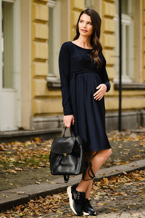 Φόρεμα εγκυμοσύνης και θηλασμού με ζώνη - Φόρεμα - soonMAMA - Η σωστή προσθήκη στην κομψή και άνετη εγκυμοσύνη! - Παλτά για έγκυες