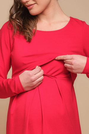 Κομψό φόρεμα εγκυμοσύνης και θηλασμού με μακρύ μανίκι - Φόρεμα - soonMAMA - Η σωστή προσθήκη στην κομψή και άνετη εγκυμοσύνη! - Παλτά για έγκυες
