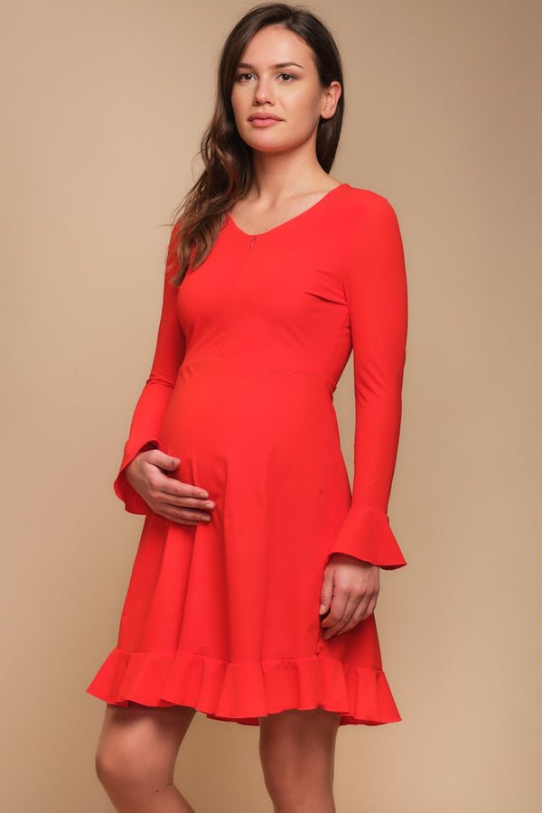 Αιθέριο μακρυμάνικο φόρεμα εγκυμοσύνης και θηλασμού - Φόρεμα - soonMAMA - Η σωστή προσθήκη στην κομψή και άνετη εγκυμοσύνη! - Παλτά για έγκυες