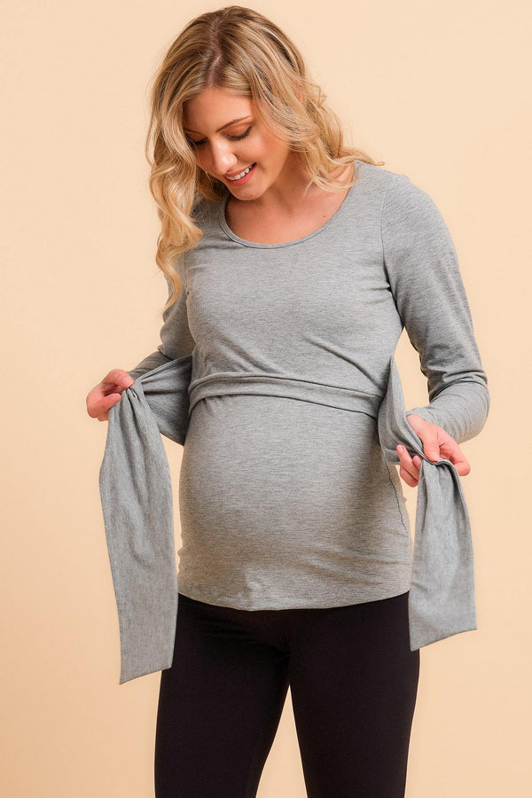 Μπλούζα εγκυμοσύνης και θηλασμού με δετή ζώνη - Μπλούζα - soonMAMA - Η σωστή προσθήκη στην κομψή και άνετη εγκυμοσύνη! - Παλτά για έγκυες