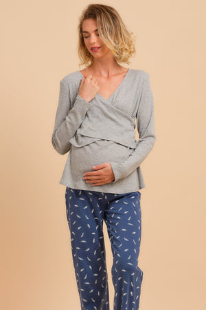 Βαμβακερή πιτζάμα εγκυμοσύνης και θηλασμού -  - soonMAMA - Η σωστή προσθήκη στην κομψή και άνετη εγκυμοσύνη! - Παλτά για έγκυες