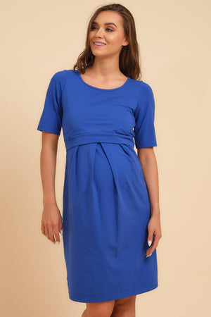 Βαμβακερό φόρεμα εγκυμοσύνης και θηλασμού σε μπλε χρώμα - Φόρεμα - soonMAMA - Η σωστή προσθήκη στην κομψή και άνετη εγκυμοσύνη! - Παλτά για έγκυες