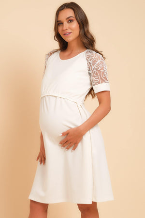Φόρεμα εγκυμοσύνης και θηλασμού με διάφανη λεπτομέρεια - Φόρεμα - soonMAMA - Η σωστή προσθήκη στην κομψή και άνετη εγκυμοσύνη! - Παλτά για έγκυες