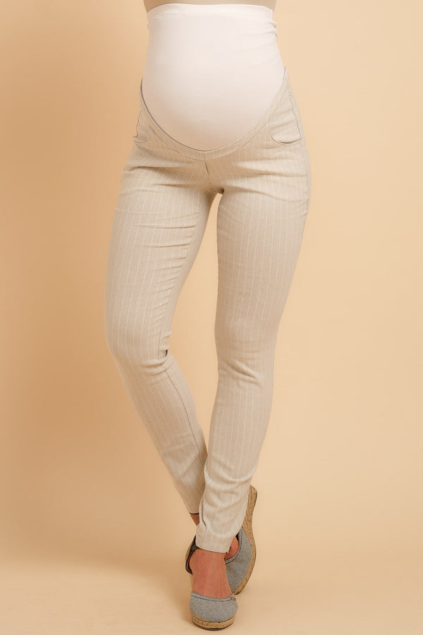 Ελαστικό λινό παντελόνι εγκυμοσύνης - Παντελόνι - soonMAMA - Η σωστή προσθήκη στην κομψή και άνετη εγκυμοσύνη! - Παλτά για έγκυες