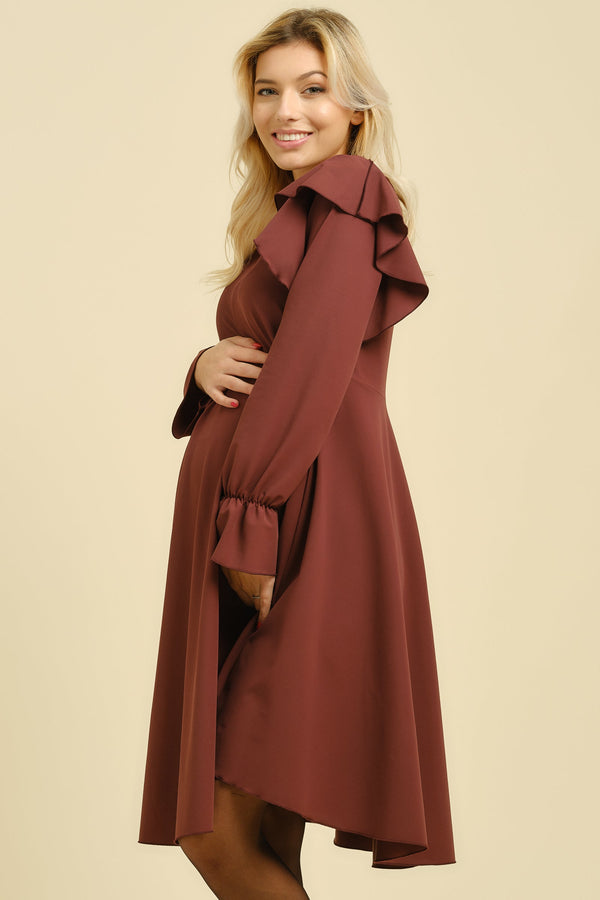 Αεράτο φόρεμα εγκυμοσύνης και θηλασμού σε μπορντώ χρώμα -  - soonMAMA - Η σωστή προσθήκη στην κομψή και άνετη εγκυμοσύνη! - Παλτά για έγκυες