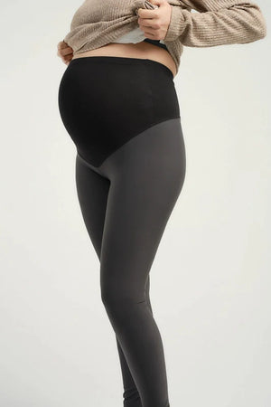 Γκρι κολάν εγκυμοσύνης με χνουδωτό ύφασμα από μέσα -  - soonMAMA - Η σωστή προσθήκη στην κομψή και άνετη εγκυμοσύνη! - Παλτά για έγκυες