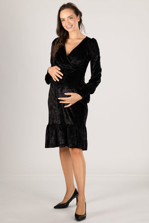 Βελούδινο φόρεμα εγκυμοσύνης και θηλασμού -  - soonMAMA - Η σωστή προσθήκη στην κομψή και άνετη εγκυμοσύνη! - Παλτά για έγκυες