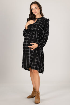 Γυαλιστερό σιφόν φόρεμα εγκυμοσύνης και θηλασμού - Φόρεμα - soonMAMA - Η σωστή προσθήκη στην κομψή και άνετη εγκυμοσύνη! - Παλτά για έγκυες