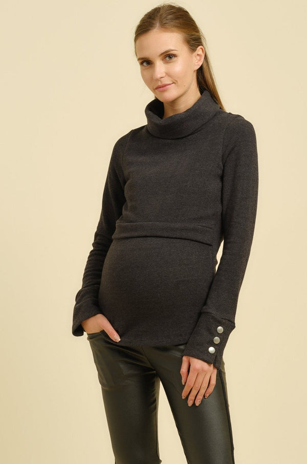 Πλεκτό πουλόβερ εγκυμοσύνης και θηλασμού - Μπλούζα - soonMAMA - Η σωστή προσθήκη στην κομψή και άνετη εγκυμοσύνη! - Παλτά για έγκυες