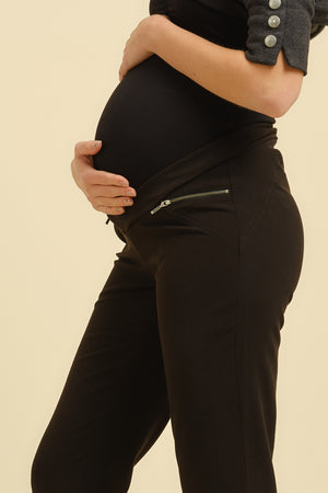 Παντελόνι εγκυμοσύνης με λαμπερά φερμουάρ - Παντελόνι - soonMAMA - Η σωστή προσθήκη στην κομψή και άνετη εγκυμοσύνη! - Παλτά για έγκυες