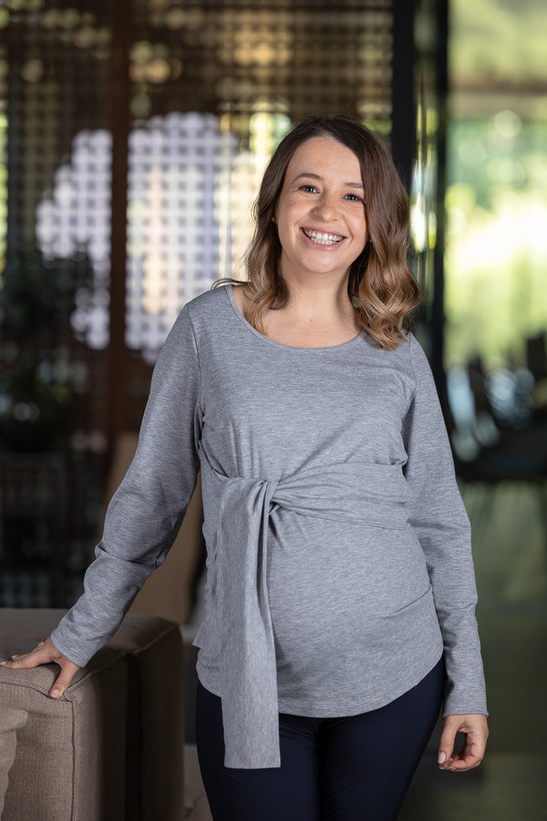 Μπλούζα εγκυμοσύνης και θηλασμού με δετή ζώνη - Μπλούζα - soonMAMA - Η σωστή προσθήκη στην κομψή και άνετη εγκυμοσύνη! - Παλτά για έγκυες